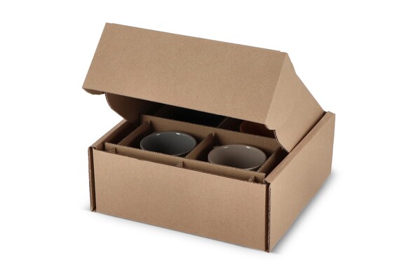 Boîte cadeau personnalisée pour 4 mugs 24.3 x 24.3 x 9.9 cm - Marron
