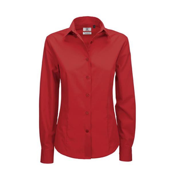 B&C Smart Women Long Sleeve Shirt - 65% Polyester/ 35% Combed Cotton - Popeline - White / 2XL