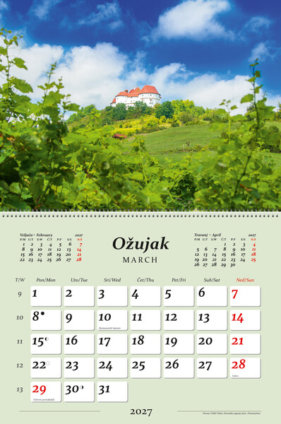 Preklopni zidni kalendar – Hrvatski krajolici