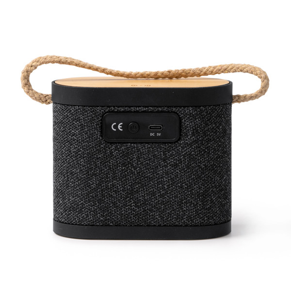 Altavoz inalámbrico personalizado de bambú y RPET con carga inalámbrica 15W
