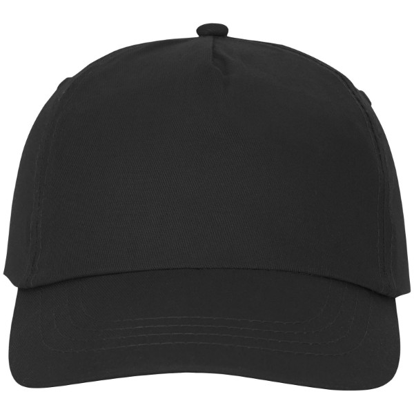 Boné de algodão 5 painéis com reforço e fecho aderente de 175 g/m² Feniks - Preto liso