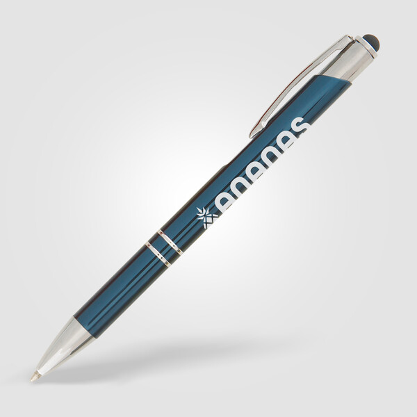 Stylo Crosby Brillant Stylet Coté Clip - Bleu / Jet d’encre 4 couleurs