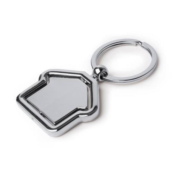 Personalised rotating house-shaped metal keyring