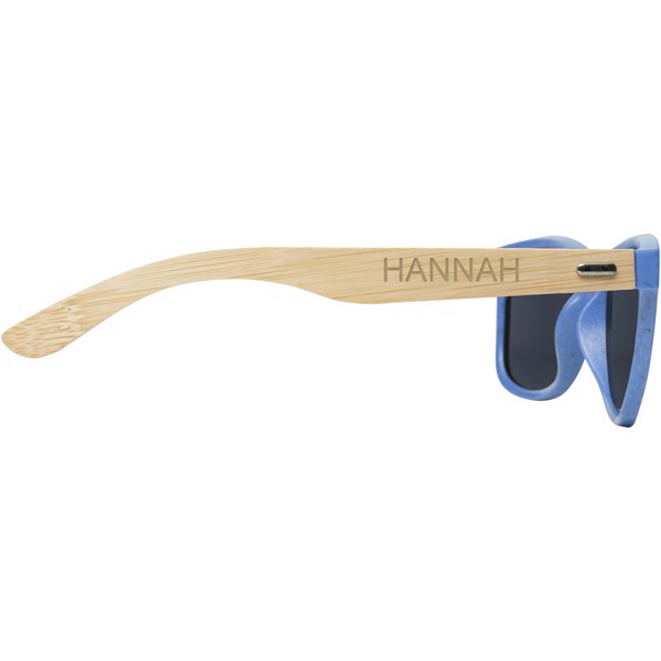 Lunettes de soleil Sun Ray en bambou - Bleu process