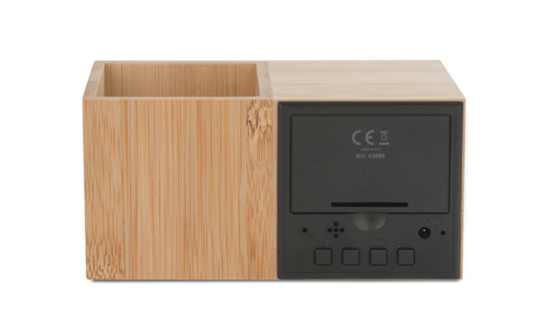 Desk clock with organizer BAMBOO