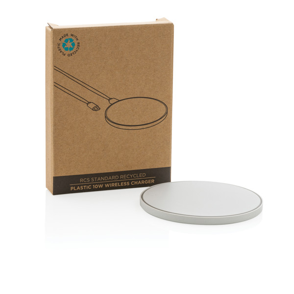 RCS standard recycled plastic 10W wireless charger - White