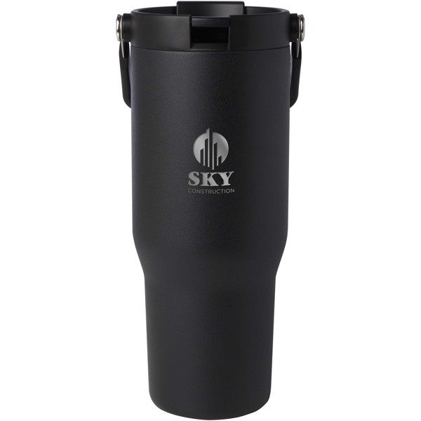 Bronx 900 ml RCS recycled stainless steel copper vacuum insulated tumbler with dual function lid - Black