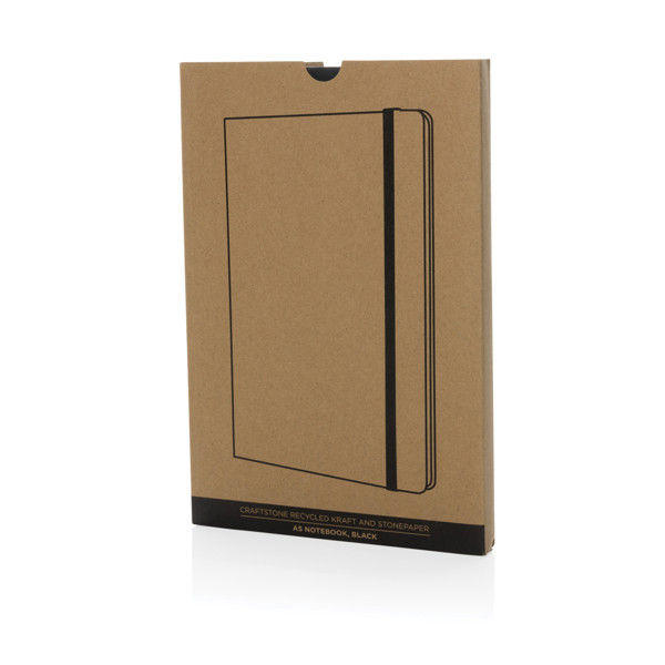 Taccuino A5 crafstone in carta kraft e pietra riciclati - Nero