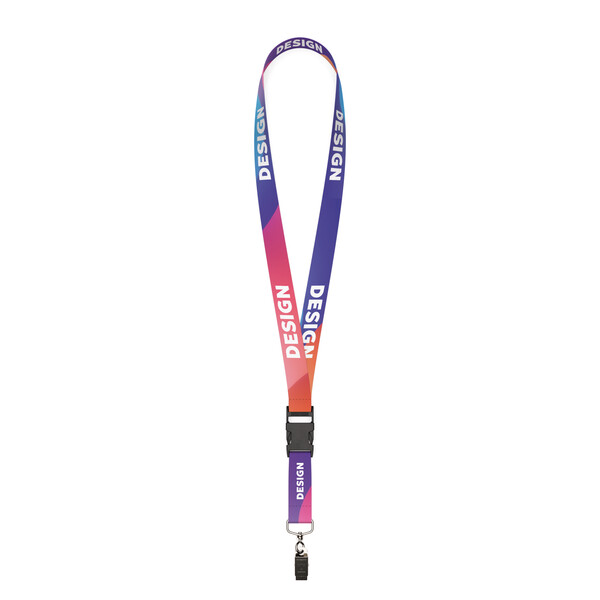 Detachable recycled polyester (rPET) sublimation lanyard - 15mm width / Bulldog clip