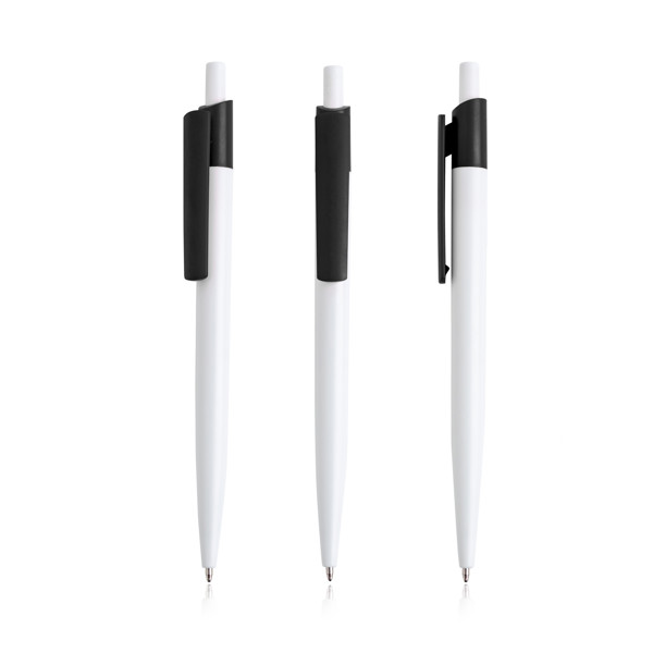 Esferográfica de Plástico Reciclado - Branco / Preto 