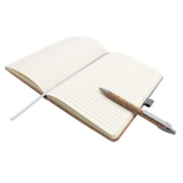 Cork notebook A5 with ball pen | Layla - grey