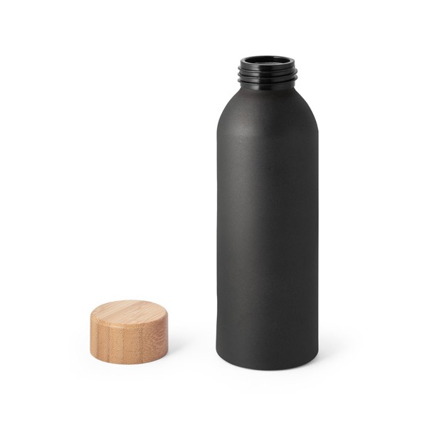 QUETA. Aluminium bottle with bamboo lid 550 mL - Black