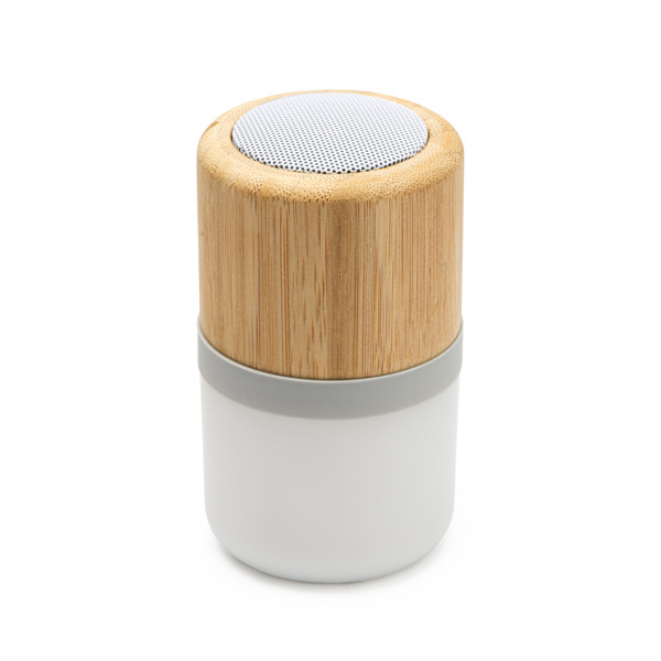 Personalised wireless bamboo speaker with multicolour LED light