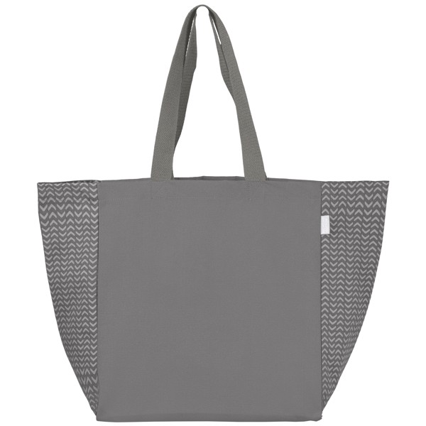 Sac Toronto fourre-tout en coton recyclé à motif chevron - 225 gsm - Gris / Transfert de chaleur