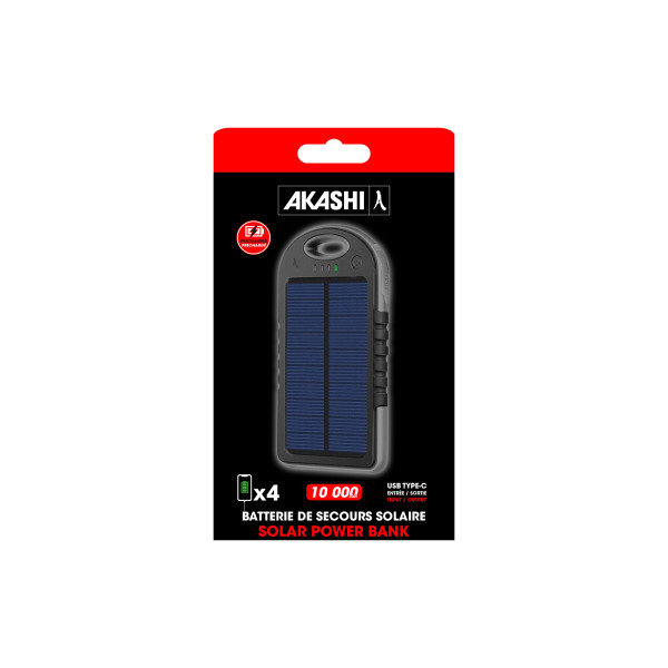 REIYU - BATTERIE DE SECOURS SOLAIRE RENFORCÉE ANTI-CHOCS 10 000 MAH