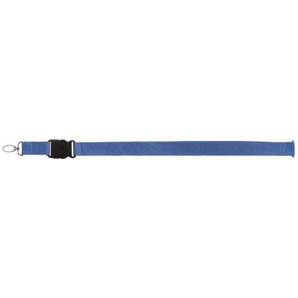 Tour de cou Jex rPET avec attache de sécurité et boucle - Bleu roi / Jet d’encre 4 couleurs