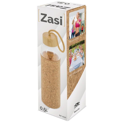 Garrafa de vidro tampao bambú/cortiça
