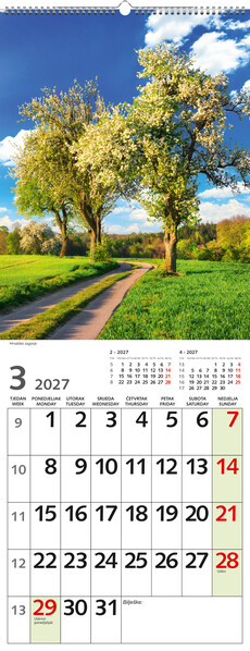 Uski zidni kalendar – Čarobna Hrvatska