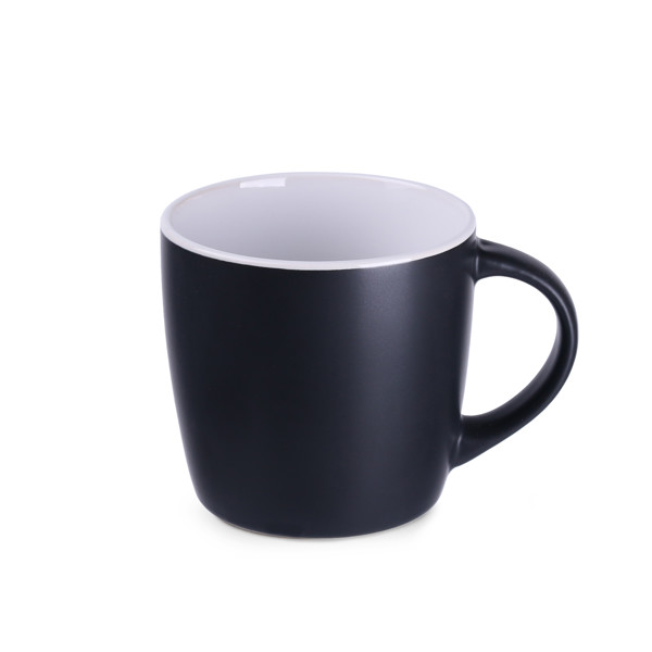 Handy ceramic mug, 92 mm height, 85 mm diameter - Black / White