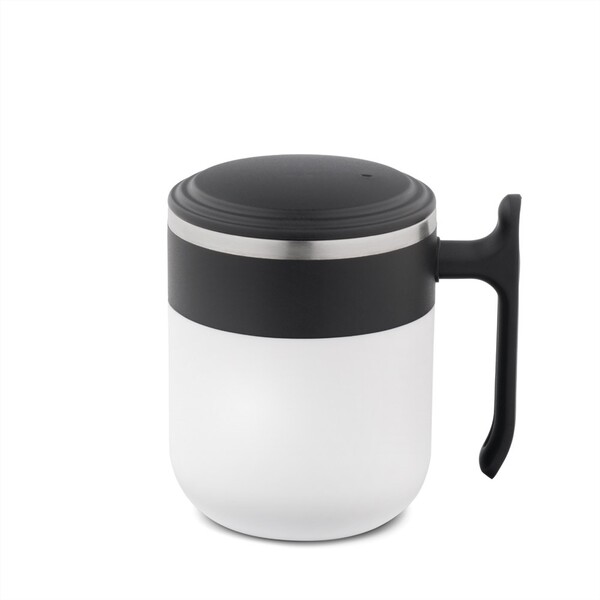 MALDINI. Caneca de viagem com parede interior em aço inoxidável e acabamento mate 400 mL - Branco