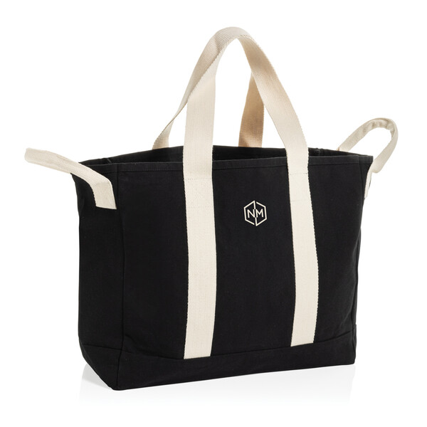 BEAU AWARE™ Beach bag 400gsm recycled canvas, with side hand - Black