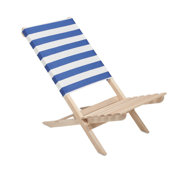 Foldable wooden beach chair Marinero - White / Blue