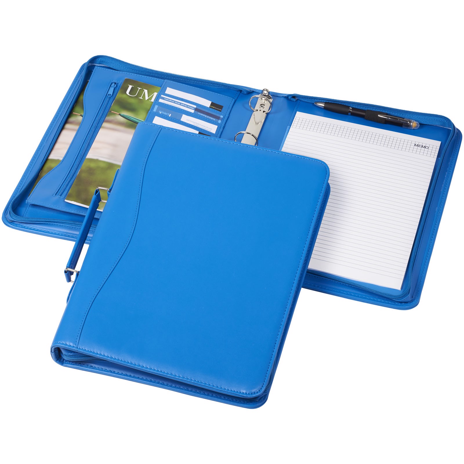 Ebony A4 briefcase portfolio - Aqua Blue.