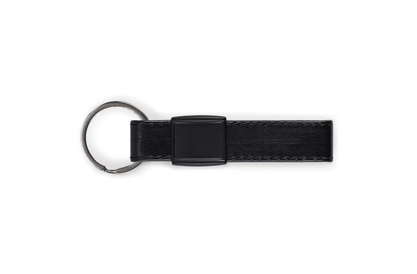 Porte-clés en cuir artificiel et métal - Noir