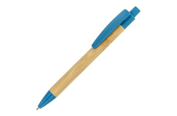 Stylo bille en bambou et paille de blé - Bleu