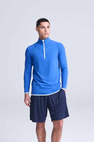 Muška cool majica s 1/2 patentnim zatvaračem - Royal Plava / Arctic Bijela / XL