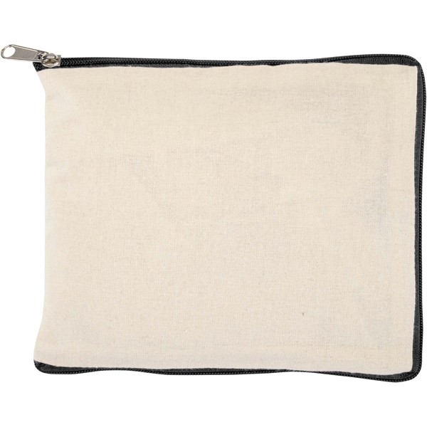 Saco de algodão reciclado dobrável de 12 L e GRS de 140 g/m² Sierra - Natural / Preto liso