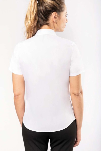 Ladies' Short-Sleeved Cotton Poplin Shirt - White / 2XL