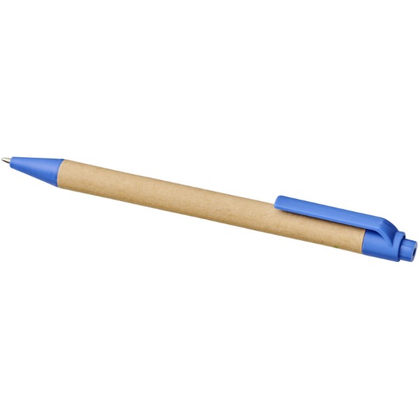 Stylo bille en carton recyclé et plastique de maïs Berk (encre noire) - Bleu