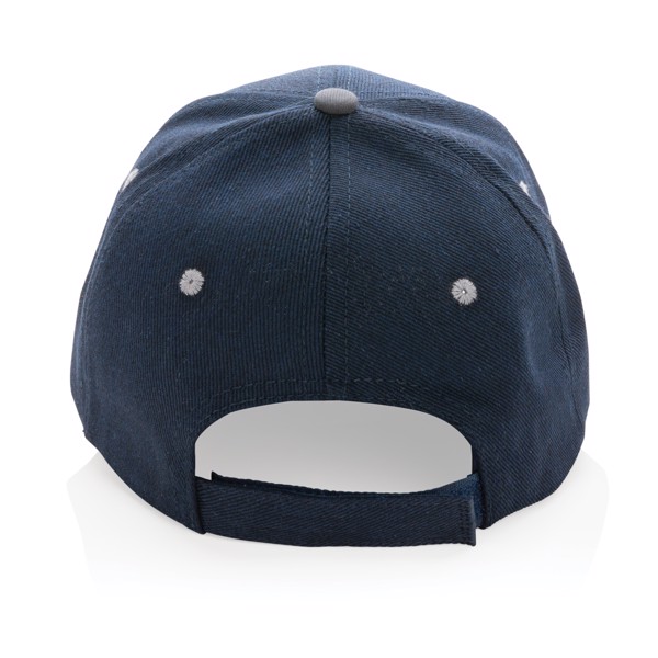 Casquette contraste 6 panneaux coton recyclé Impact AWARE™ - Bleu Marine