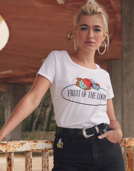 Ladies Vintage T Large Logo Print - White / XS