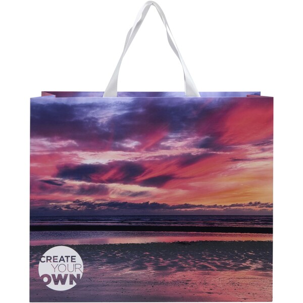 Smartfold 230 g/m2 paper bag with ribbon handles and matt lamination -  42 x 12 x 35 cm - White