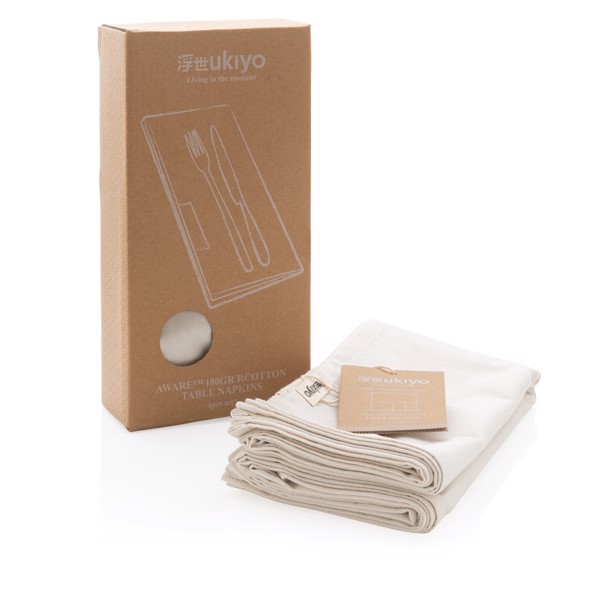 Set de 4 serviettes de table Ukiyo en rcotton 180gr Aware™ - Blanc Cassé