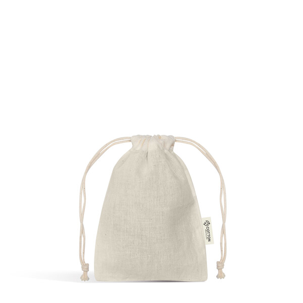 Saco Mini, Algodão Reciclado, Com Atilhos, 140G/M² - Crú