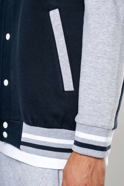 Unisex Teddy Jacket With Hood - Navy / Oxford Grey / White / XS