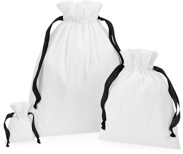 Cotton bag with gift ribbon Westford Mill | W 121 - Soft White / Black / M
