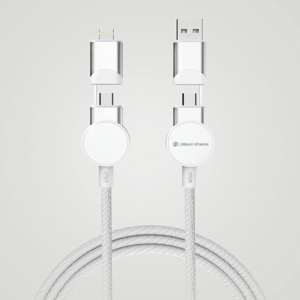 Oakland RCS recycled plastic 6-in-1 fast charging 45W cable - White