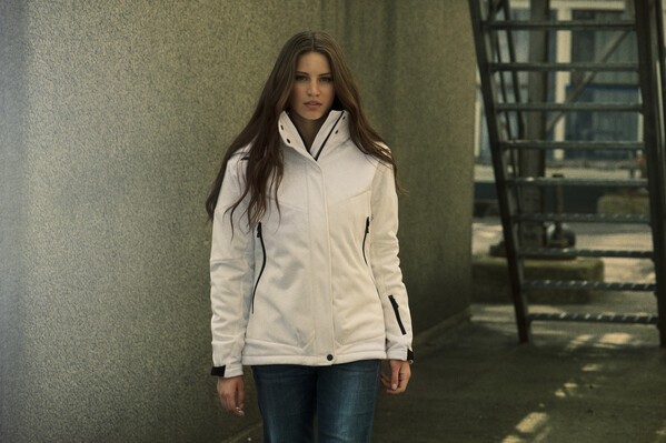 Printer Skeleton Ladies Softshell Jacket White XXL
