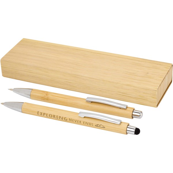 Set stylo bille et porte-mine Oblys en bambou (encre noire)