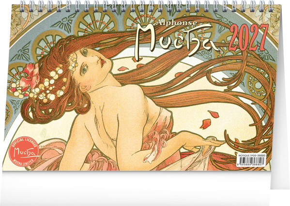 Notique Stolní Kalendář Alfons Mucha 2027, 23,1 x 14,5 cm