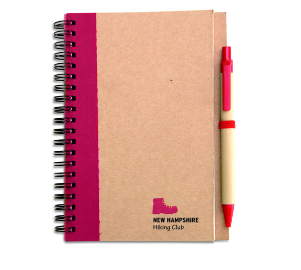Bloc-notes recyclé et stylo Sonora Plus - Rouge