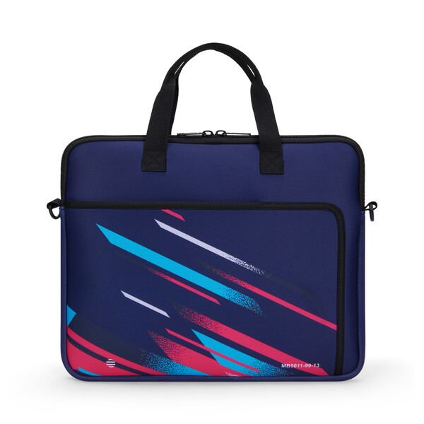 Sublimated neoprene laptop sleeve with zipper and back pocket - 38x28cm / Black shoulderstrap