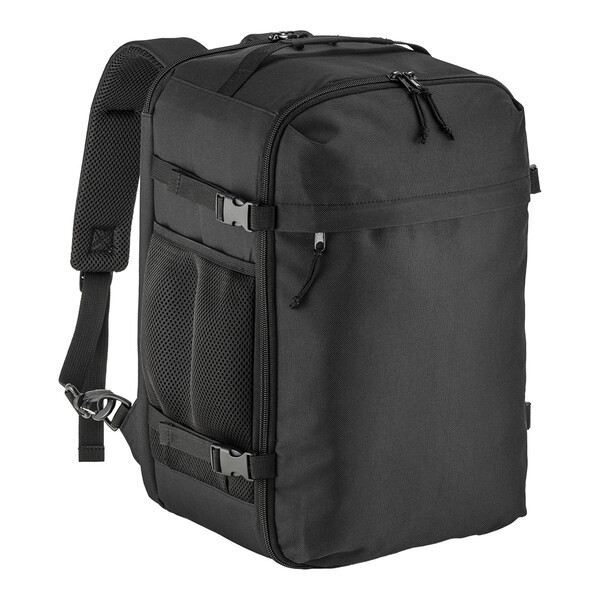 Cabin Size Travel Backpack With Laptop Holder (15) In 600D Polyester - Black