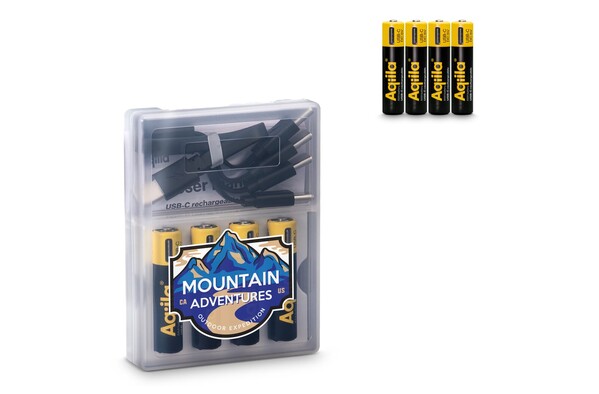 Piles rechargeables Aqiila AAA USB-C 600 mAh, lot de 4