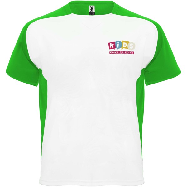 T-shirt de sport Bugatti à manches courtes pour enfant - Blanc / Vert fougère / 16