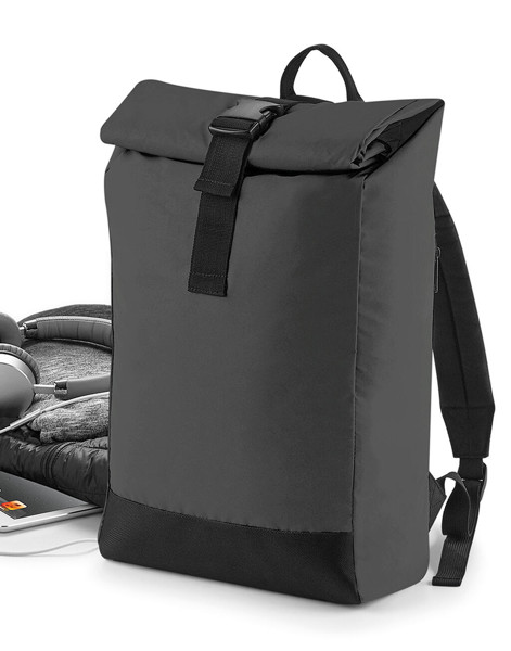 Reflective Roll-Top Backpack - Black Reflective / ONE SIZE